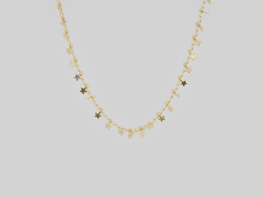 Stars chain Made Gold Plated 18k. Beautiful handmade necklace. Gold plated chain necklace by Xatli. Gold plated necklace Canada. 18k gold plated chain. Affordable jewelry for every occasion. Length: 16.5 inches