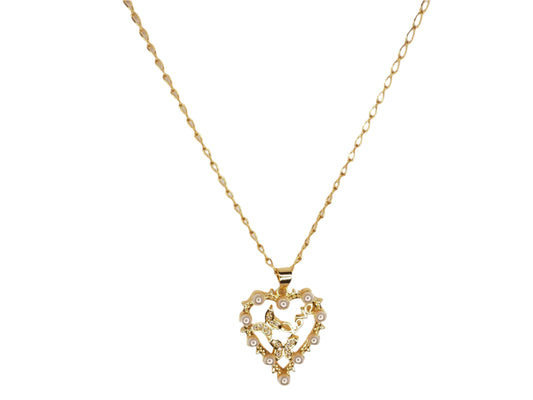 Heart & Butterflies Necklace – 18k Gold Plated