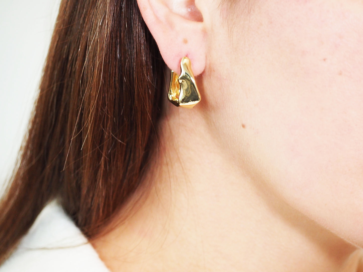 Hoops Chunky Square Shape Earrings - Gold Plated 18k