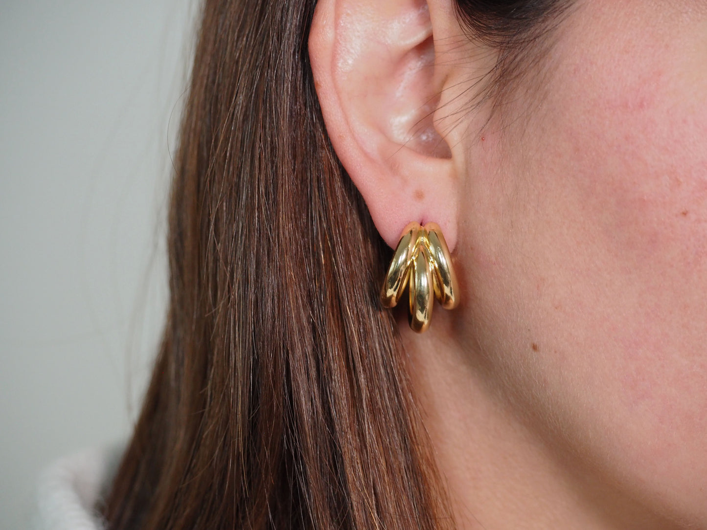 Medium Triple Rings Hoops-18K Gold Plated