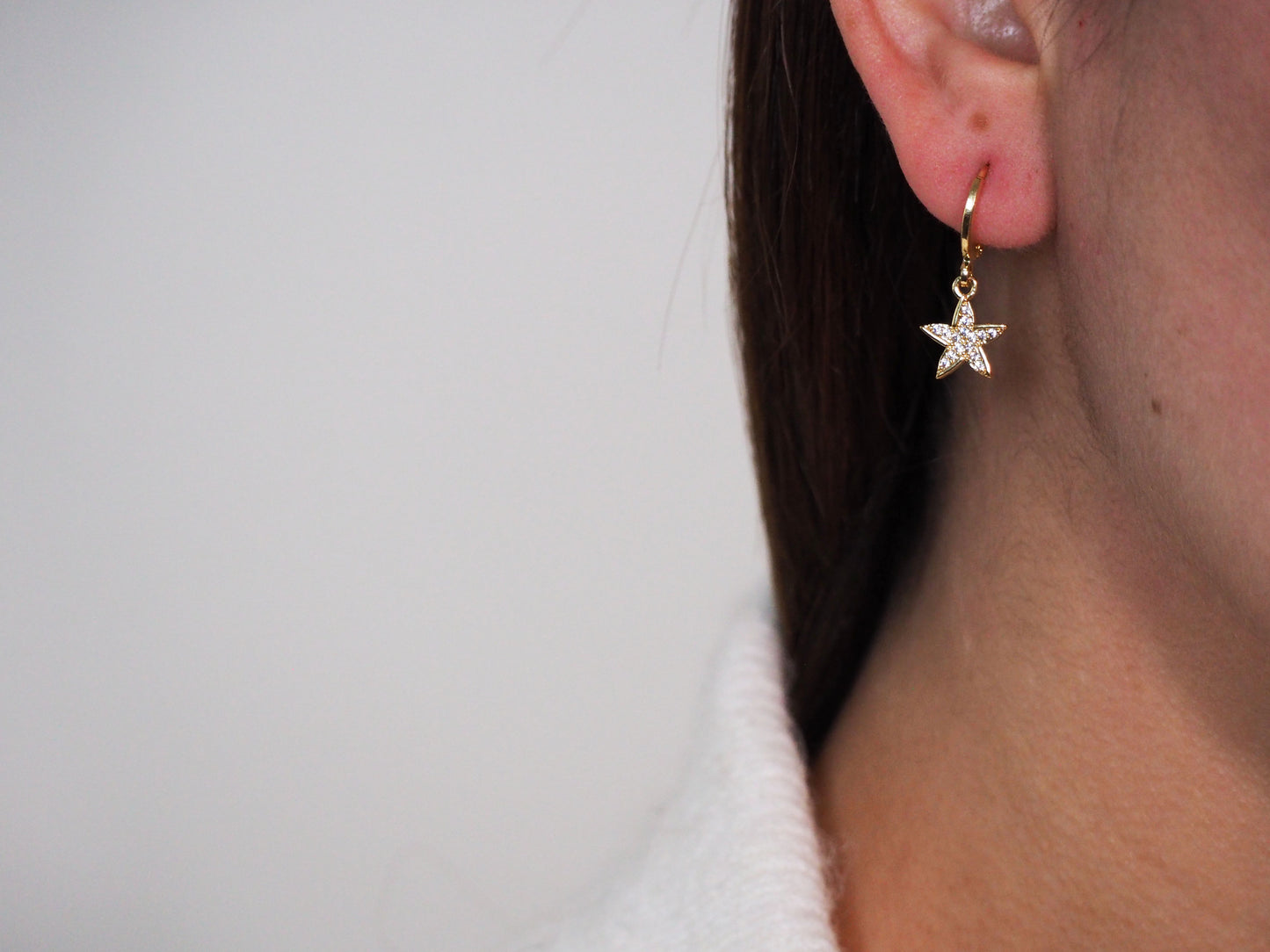 8k Gold Plated Starfish Huggies with Zirconia