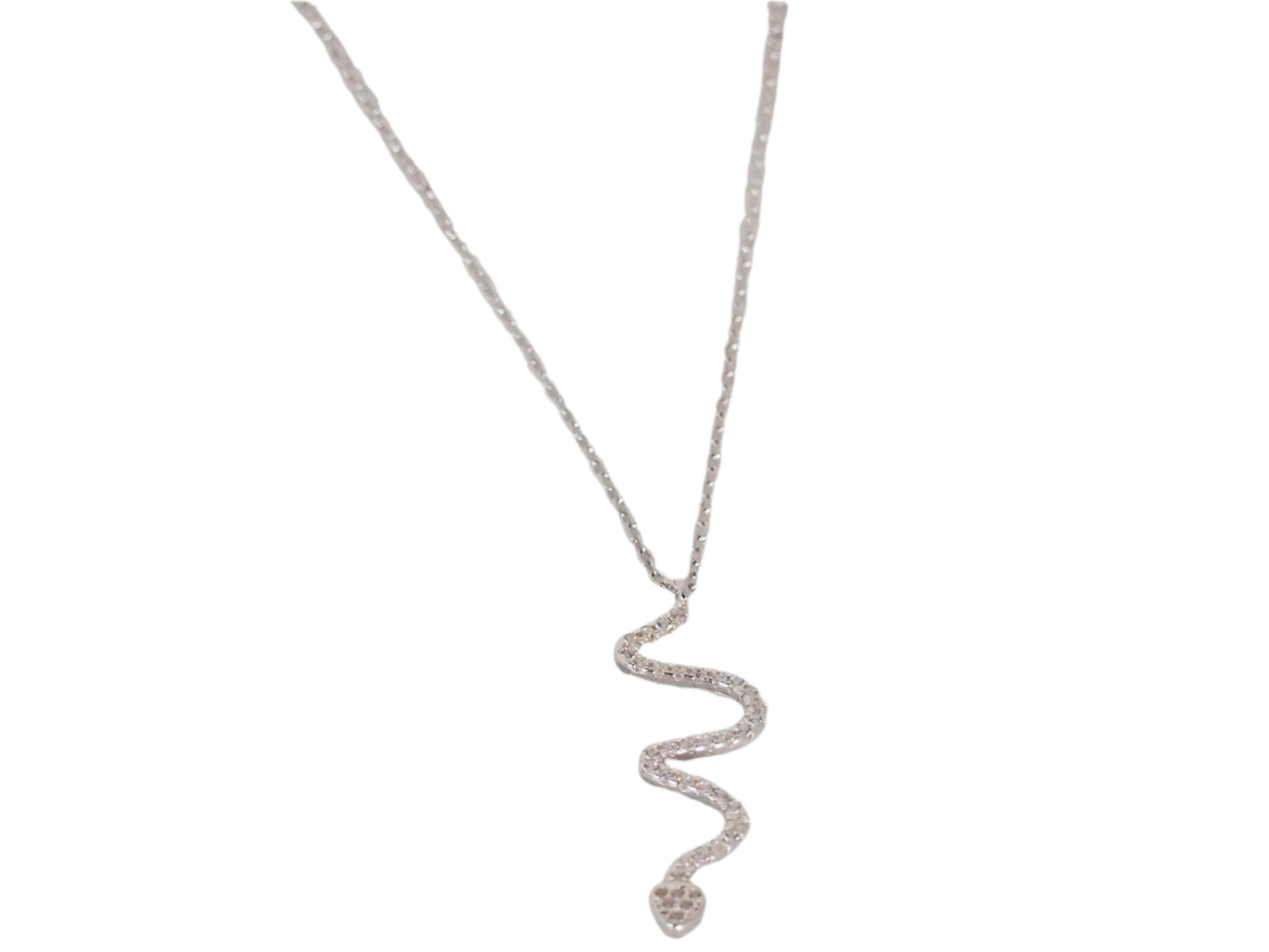 Snake Necklace Sterling Silver 925 with Zirconia