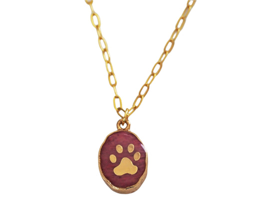 18K Gold Plated Paw Pink Quartz Necklace Chain
