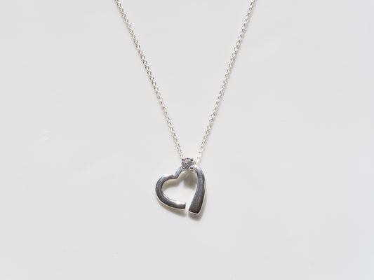 Heart  Necklace Sterling Silver 925 with Zircon