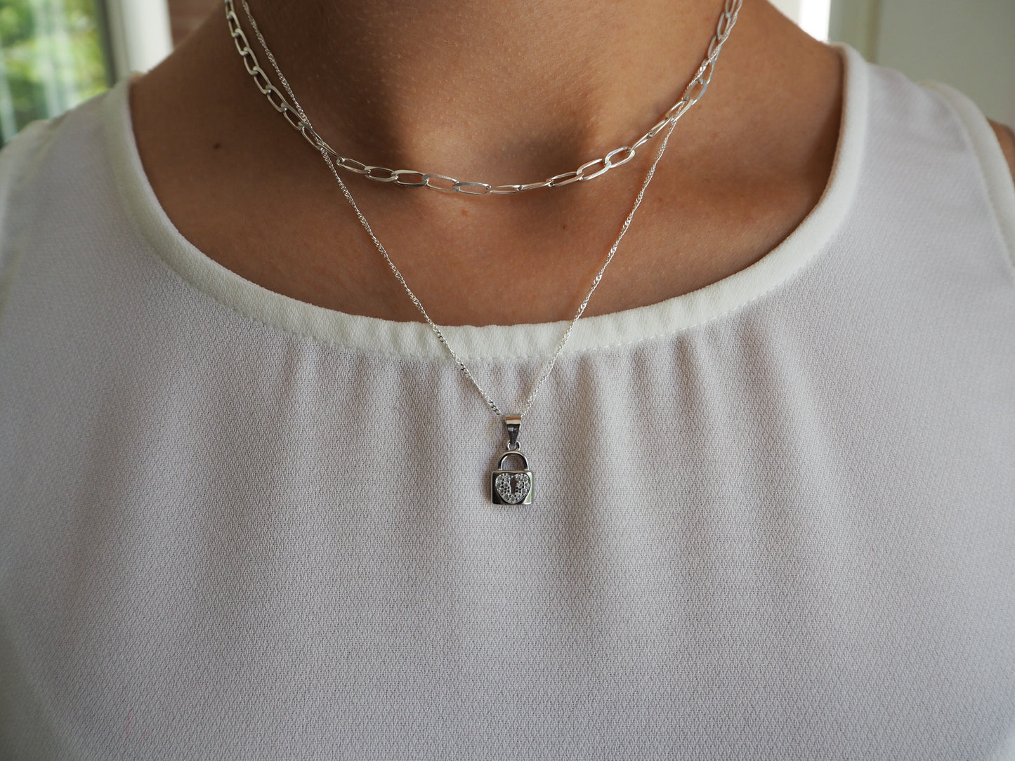 Silver Lock Necklace Sterling Silver 925