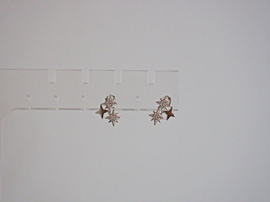 Earrings Triple Star Sterling Silver