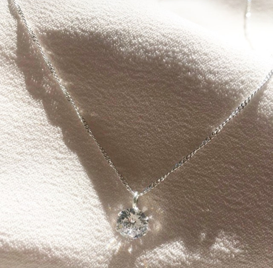 White Zirconia Necklace - Sterling Silver 925