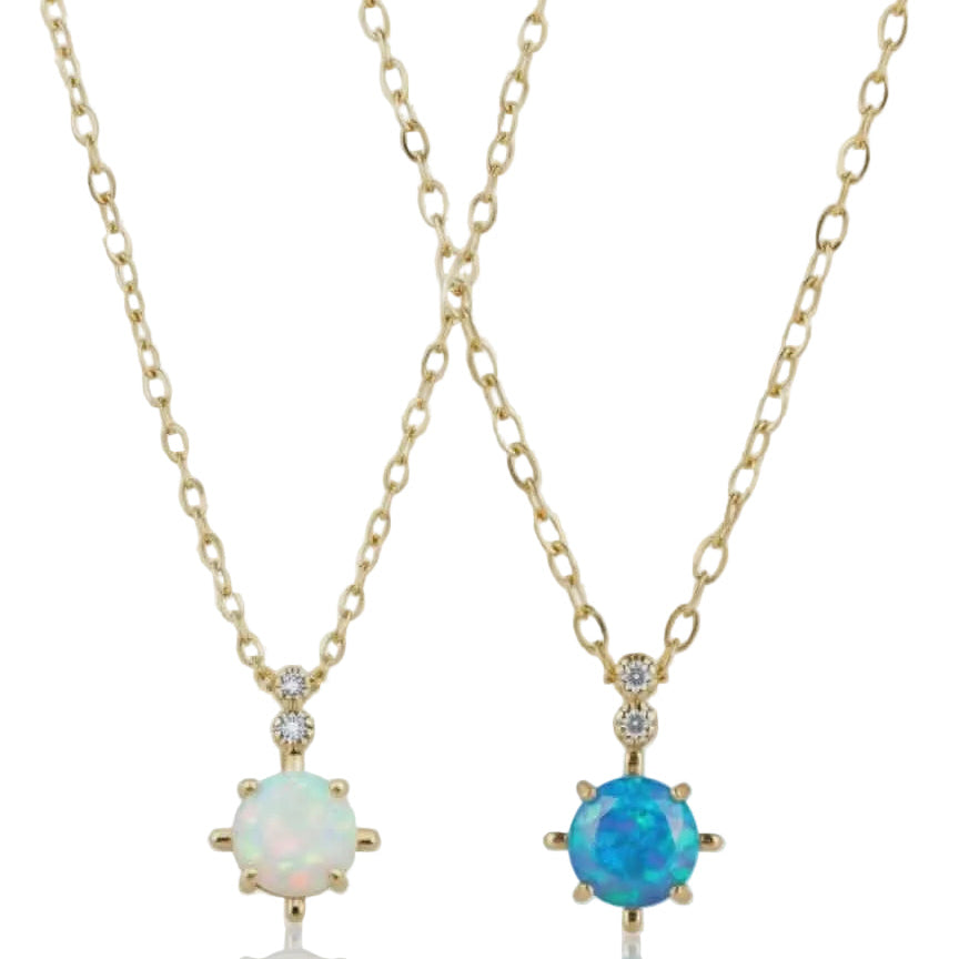 Opal Stone  Necklace with zirconia – 18K Gold Plated