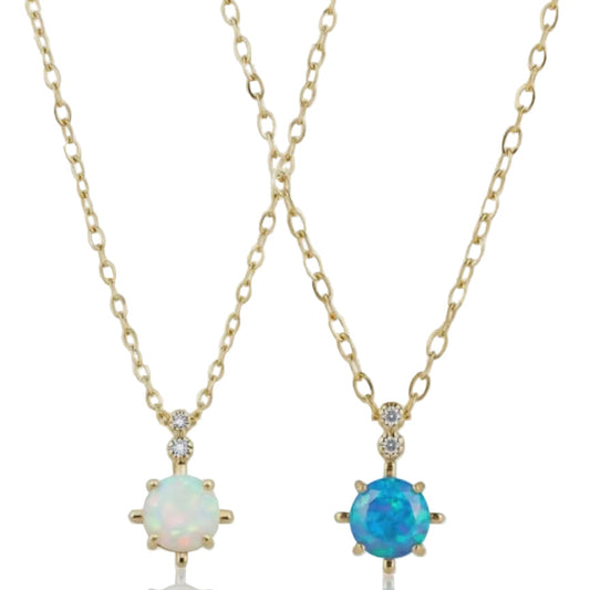 Opal Stone  Necklace with zirconia – 18K Gold Plated