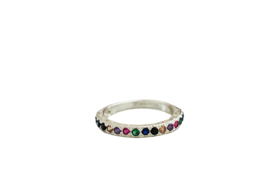 Multi -Colors Zirconia Ring Sterling Silver 925