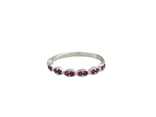 Magenta Zirconia Ring Sterling Silver 925