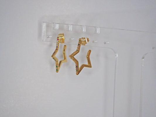 Star with color Zircons Earrings