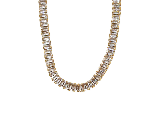 White Zircon Necklace Gold Plated 18k