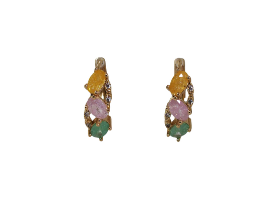 Huggies Soft Colored Zirconia Medium Stone-18K Gold Plated