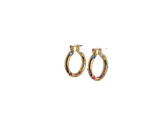 Hoops with zircons of colors