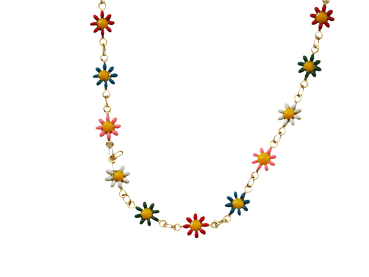 Flowers of Colors Necklace – 18K Gold-Plated Chain