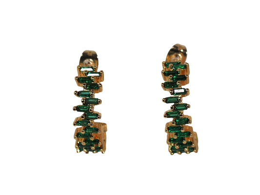 Hoop  with Green Zirconia-Gold Plated 18k