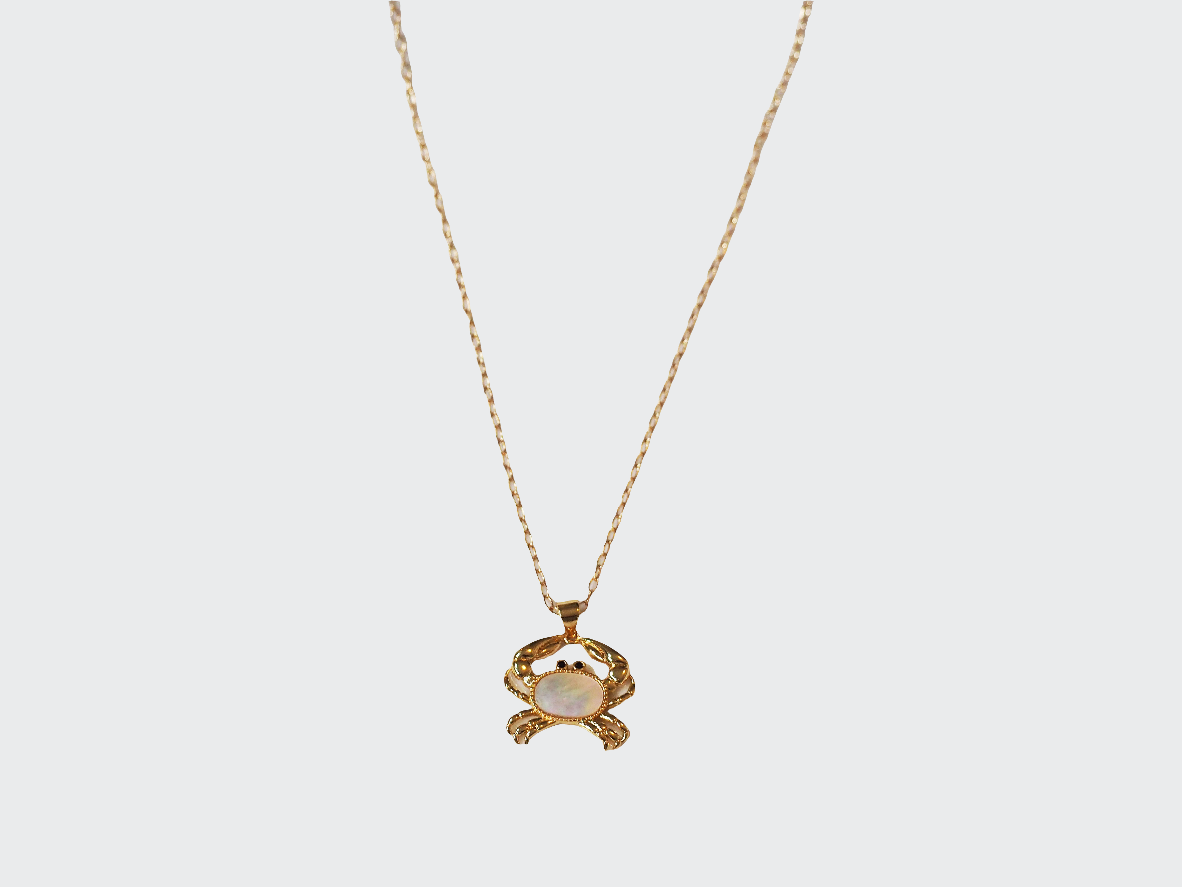 Crab Necklace Mother of Pearl 18k Gold Plated