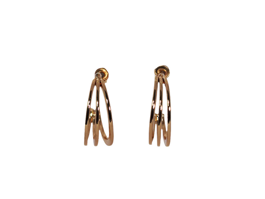 Medium Hoop Earrings with Triple Rings | Gold Plated 18k