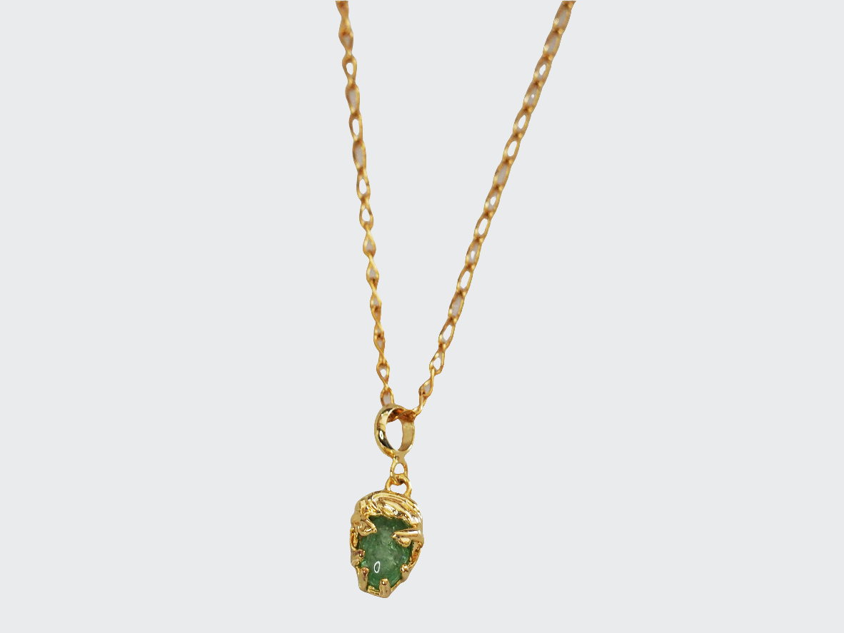 Green Stone Necklace – 18k Gold Plated