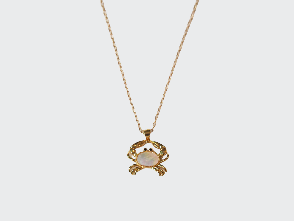 Crab Necklace Mother of Pearl 18k Gold Plated