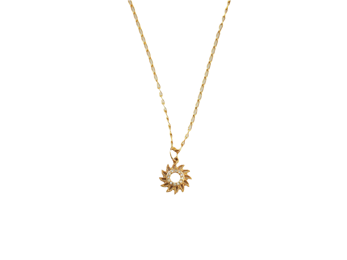 Sun Necklace 18k Gold Plated with Zircons