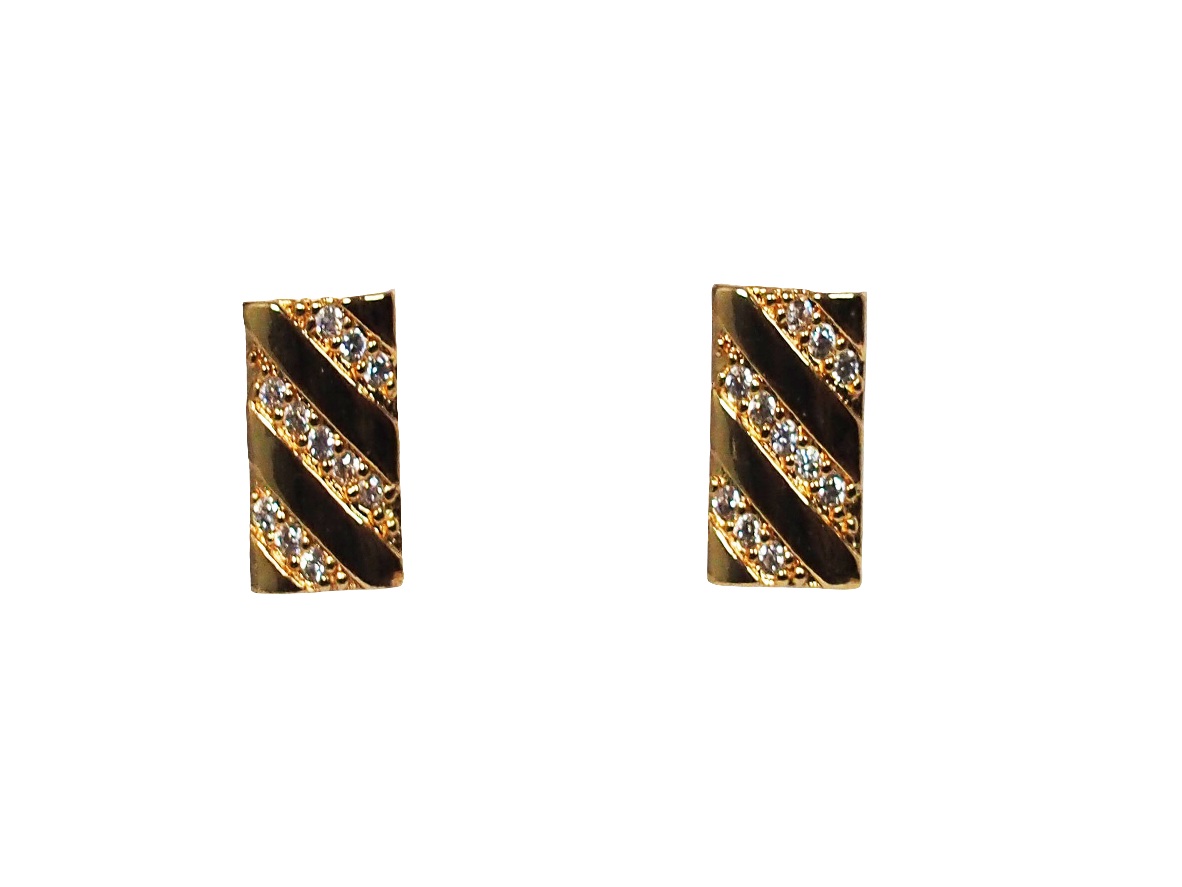 Earrings Square with Zircon Line - Gold Plated 18k