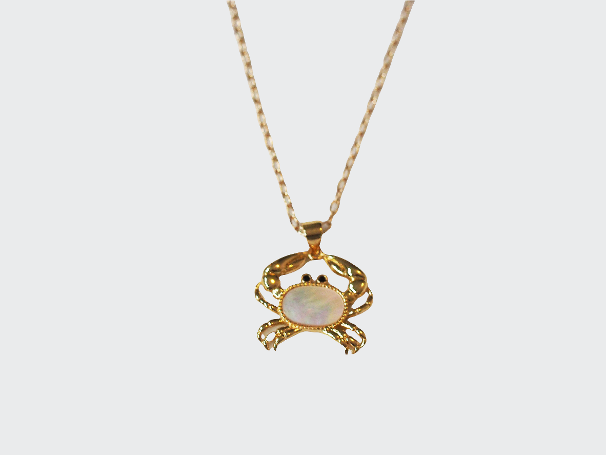 Crab Necklace Mother of Pearl 18k Gold Plated