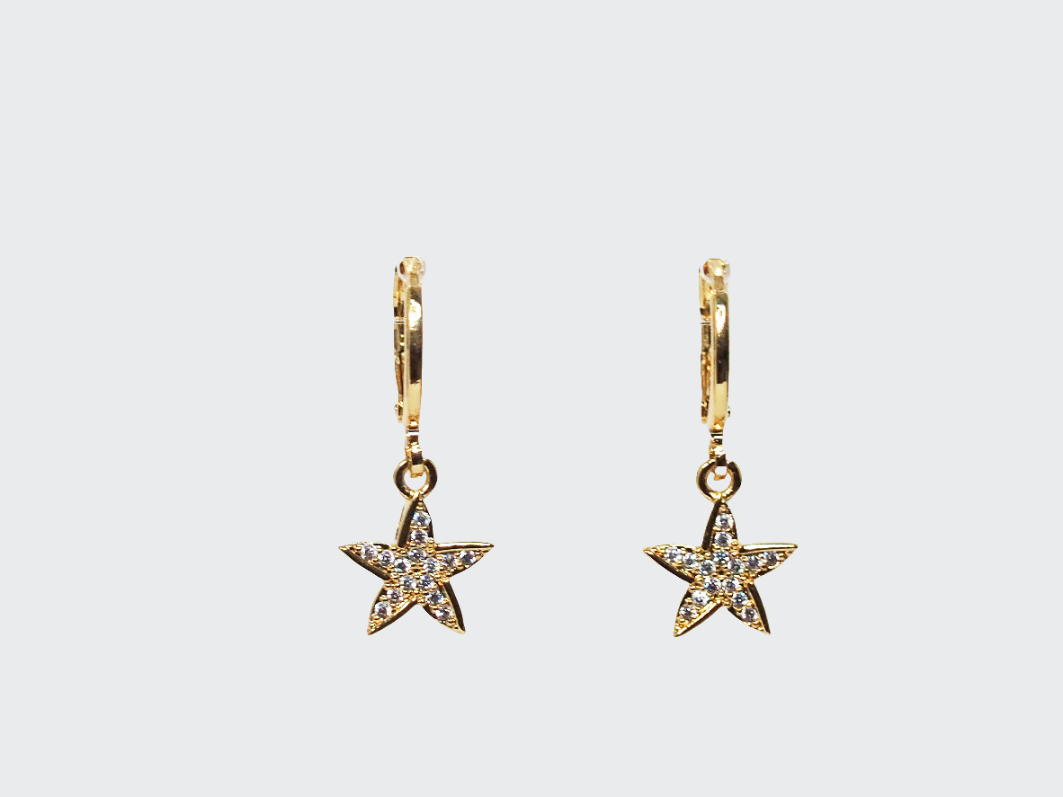 8k Gold Plated Starfish Huggies with Zirconia