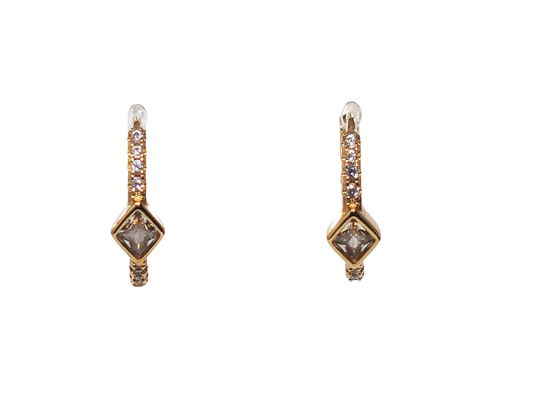 Huggies Mini Diamond Earrings with Zircons - Gold Plated 18k