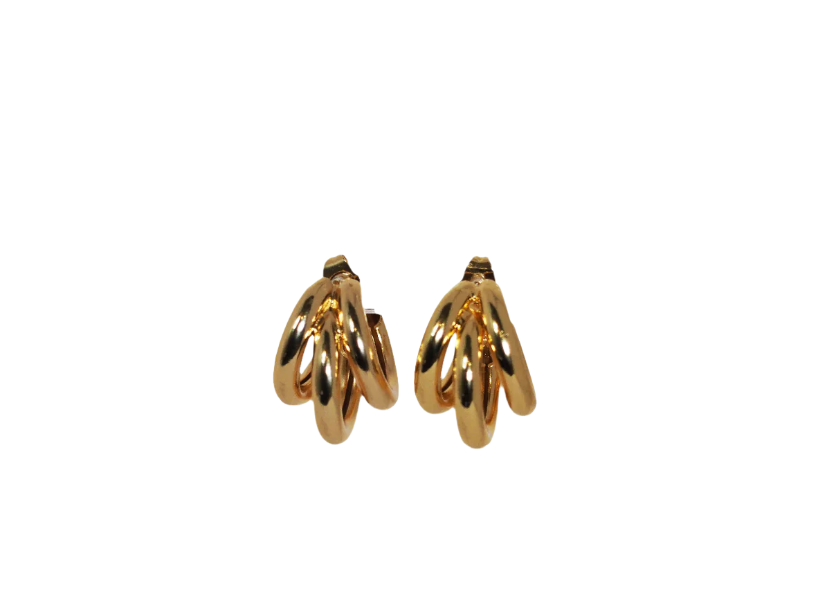 Medium Triple Rings Hoops-18K Gold Plated