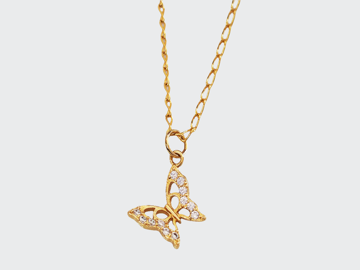 Butterfly Necklace with Zircons 18k Gold Plated