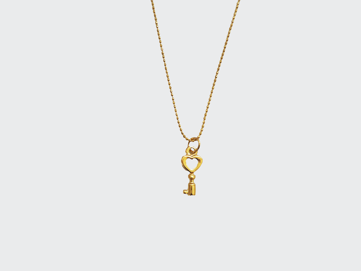 Key-Heart Necklace Gold Plated 22k