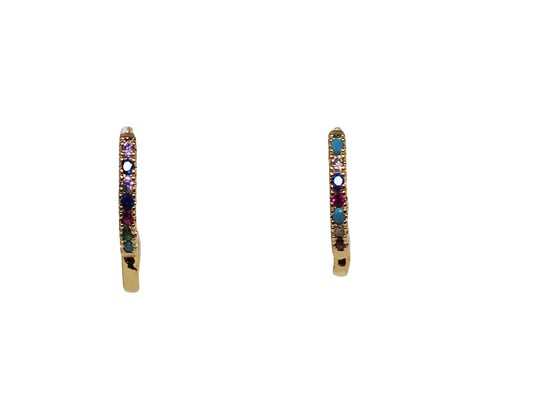 Huggies Mini Multi-Color Zircon Earrings - Gold Plated 18k