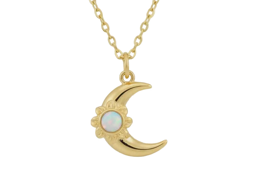 Noon Agate Stone Pendant Necklace  – 18K Gold Plated