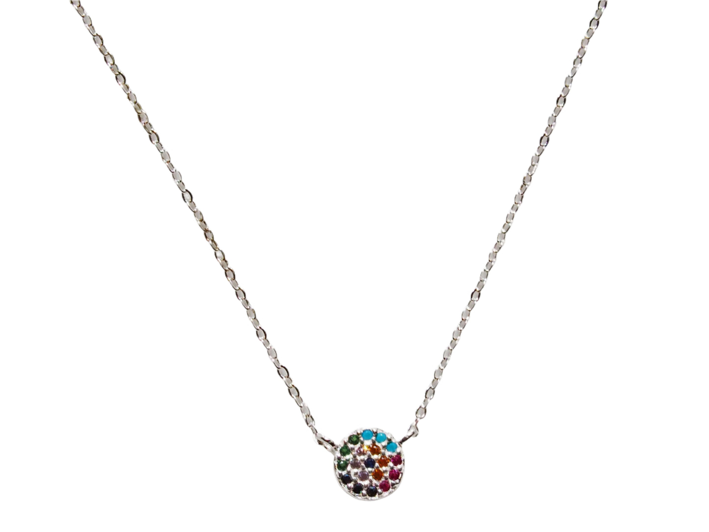Circle Color Necklace Sterling Silver 925 with Mini Zirconia