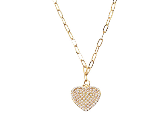 Heart Pearl Necklace – 18k Gold Plated