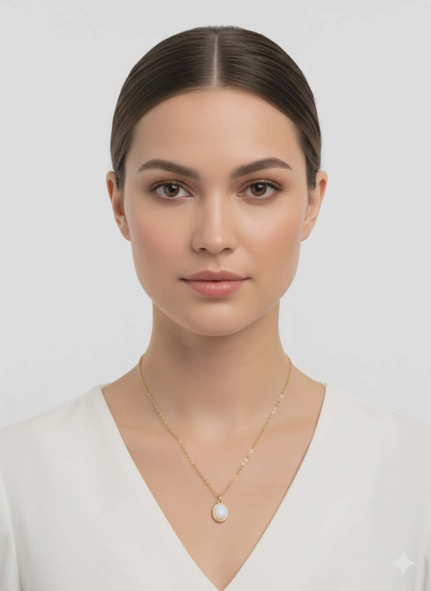 Opal Stone  Necklace with zirconia – 18K Gold Plated