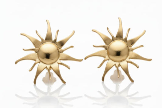 Sun Earrings gold plated 18k -size