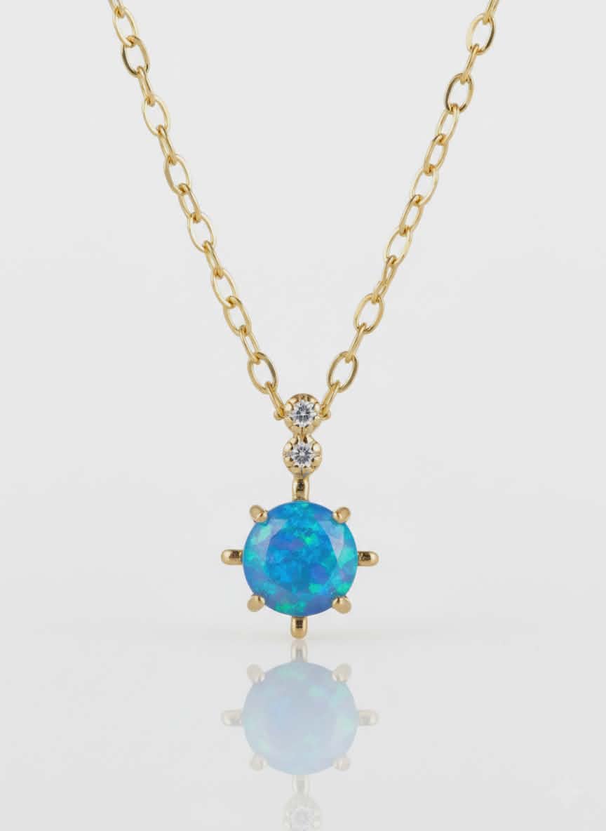 Opal Stone  Necklace with zirconia – 18K Gold Plated