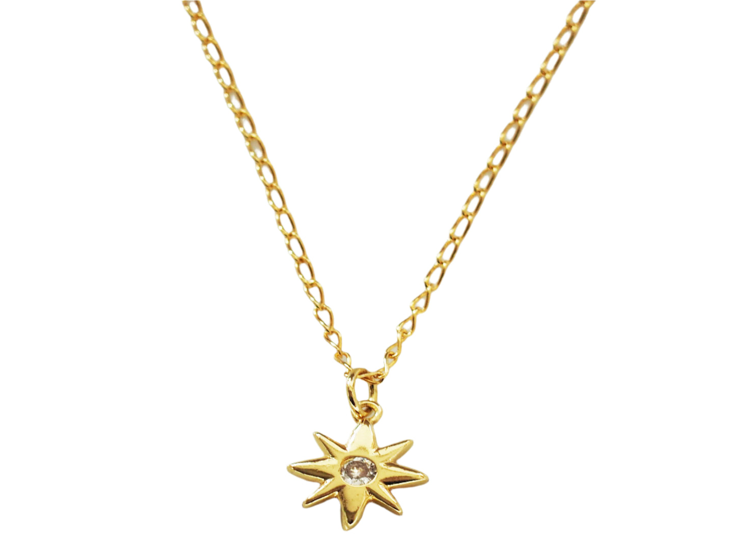 Star Pendant Necklace with Zirconia - Gold Plated 18k