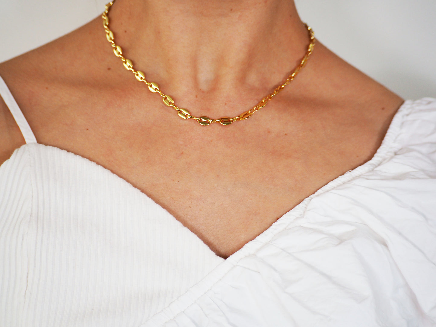 Oval Link Necklace Gold Plated 18k