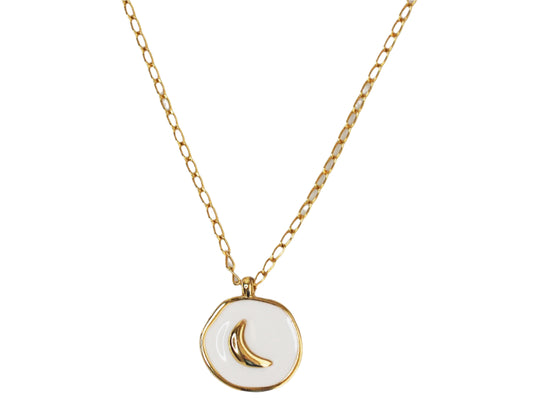 Gold Plated 18k White Moon Necklace