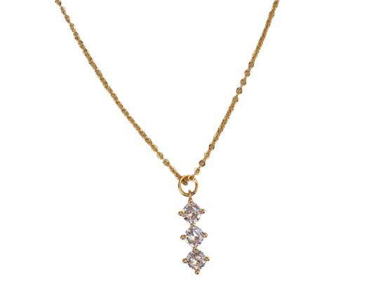 Stick Pendant Necklace with Zirconia – 18K Gold Plated