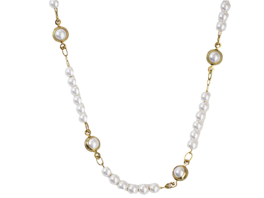 White Stones & Pearls Necklace