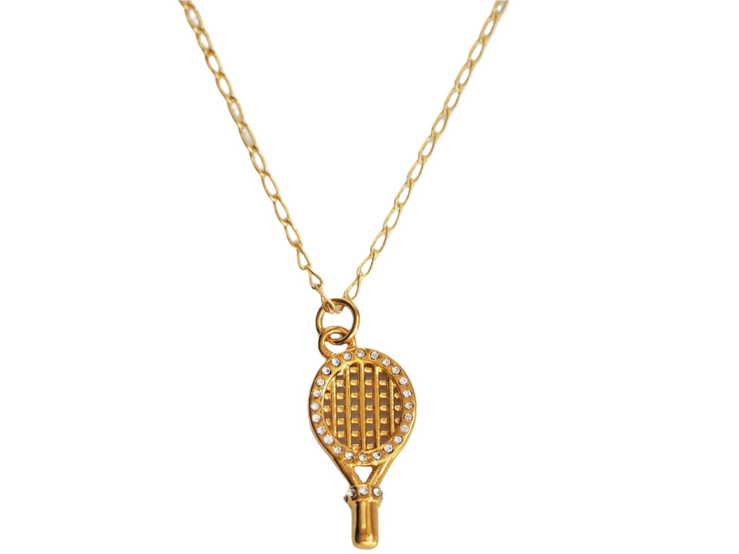 Racquet Necklace with Zirconia – 18K Gold Plated