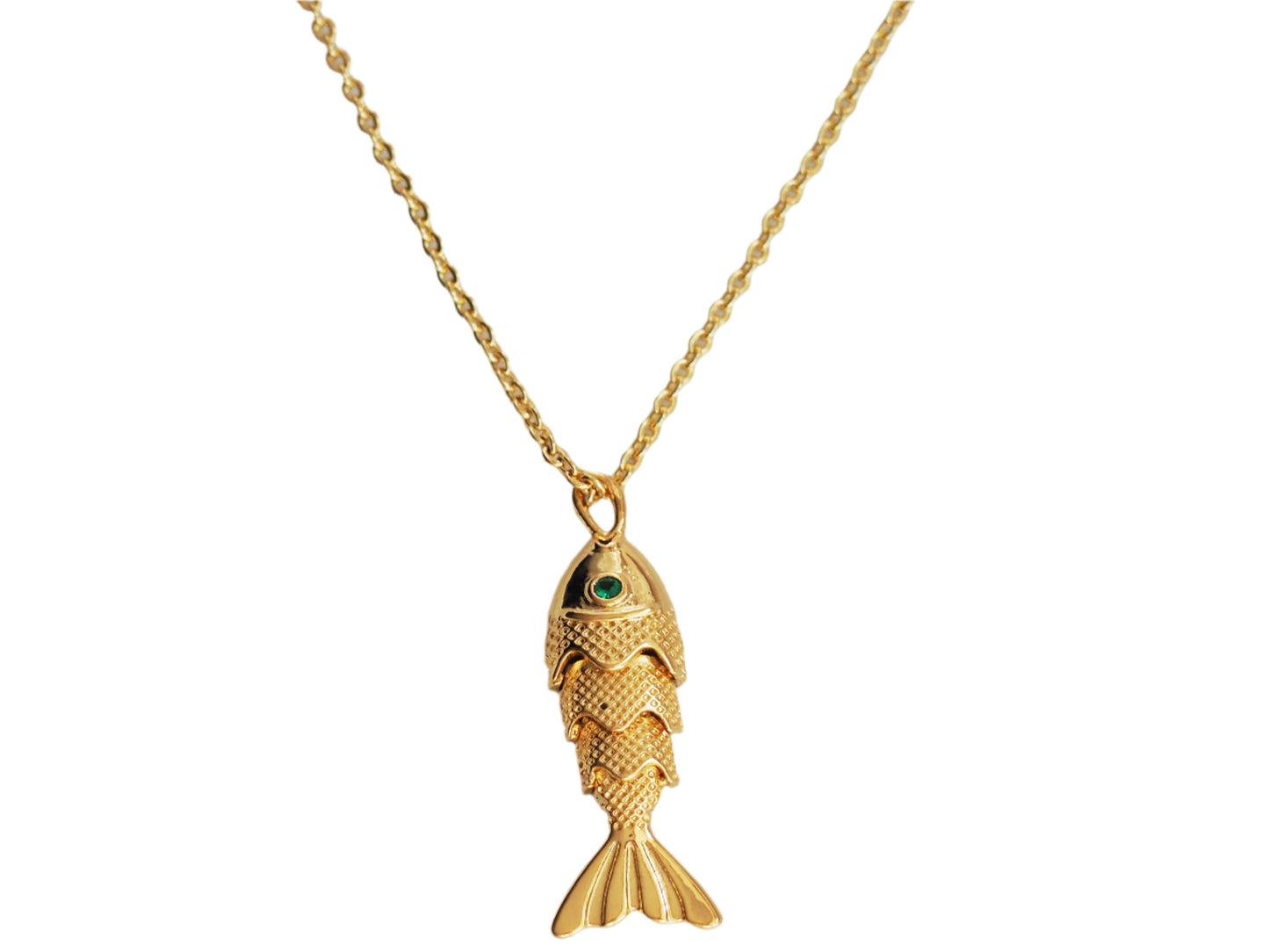 Fish Green Zirconia Necklace – Gold Plated 18K