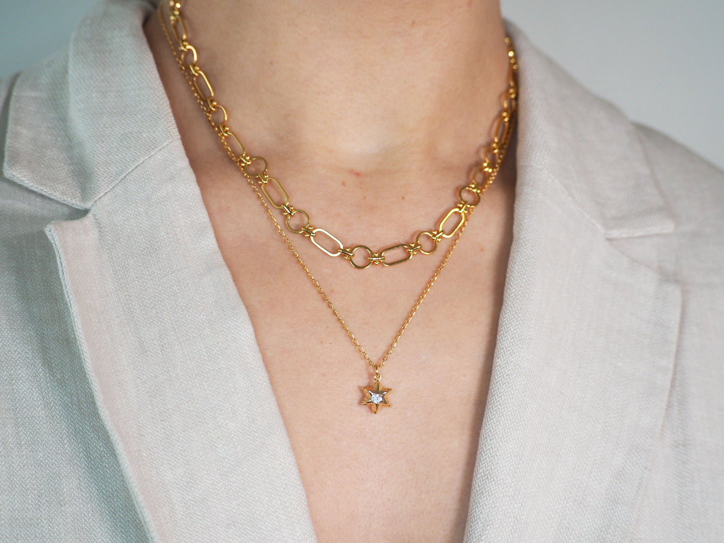 Baggy Star Necklace 18k Gold Plated with Zircon