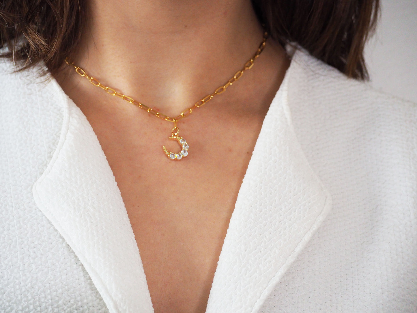 Noon Necklace with White Zirconias