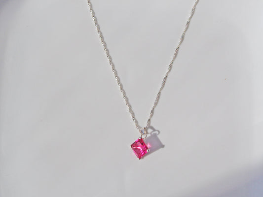 Necklace pink Zircon sterling silver